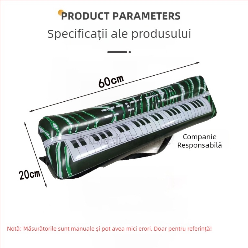 Jucărie de pian electronic gonflabilă din PVC, pentru băieți și fete 7–14 ani, ambalaj OPP