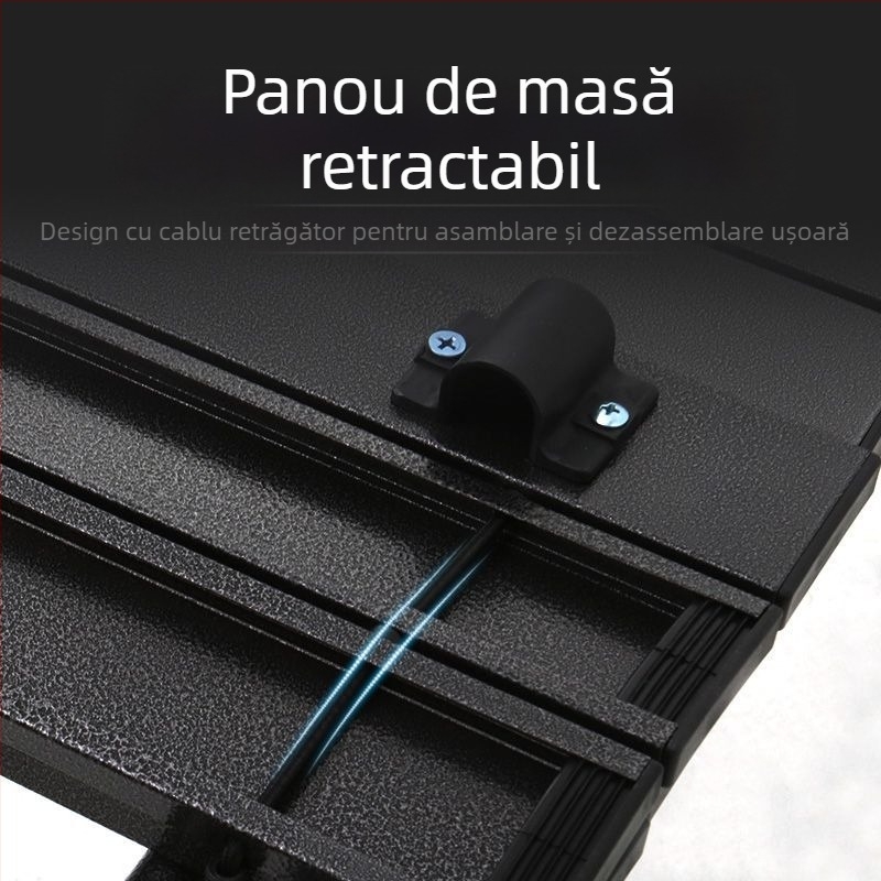 Egg Roll Table — Masă lungă pliabilă pentru exterior, camping și grătar; oțel cu carbon, pliabil, stil Egg Roll