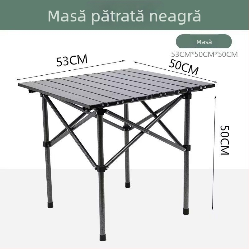 Egg Roll Table — Masă lungă pliabilă pentru exterior, camping și grătar; oțel cu carbon, pliabil, stil Egg Roll