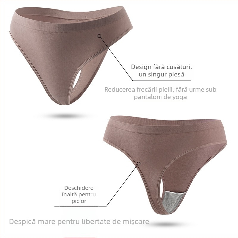Tanga femei fără cusături, talie joasă, din nailon, căptușeală din bumbac, respirabil, modelare a corpului
