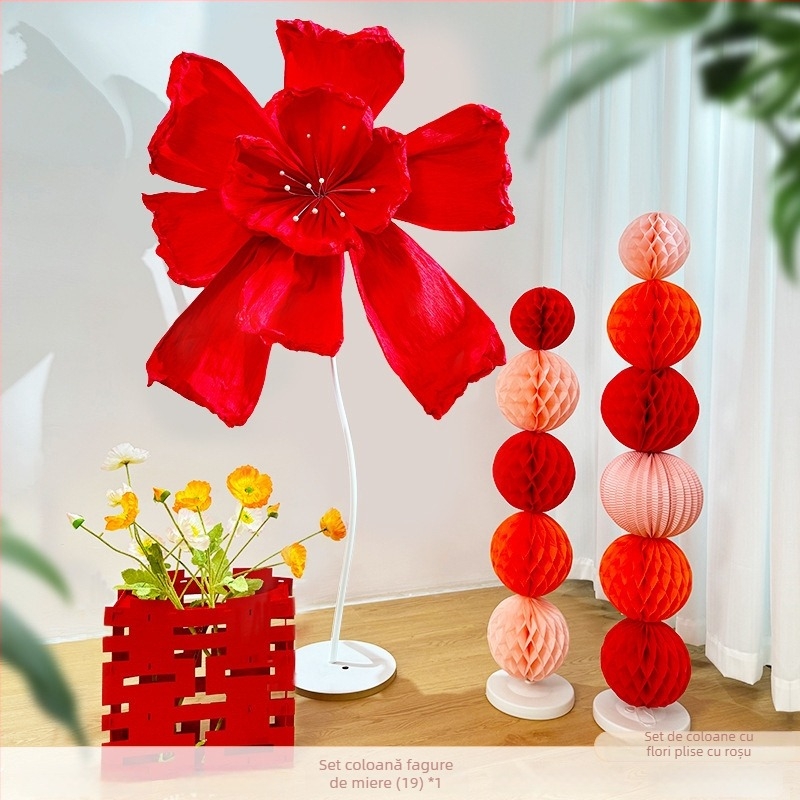 Coloană cu flori de hârtie pentru decorarea spațiului de nuntă; decor suspendat; material: hârtie; stil: 100197