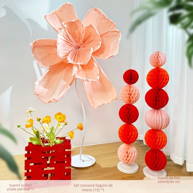 Coloană cu flori de hârtie pentru decorarea spațiului de nuntă; decor suspendat; material: hârtie; stil: 100197