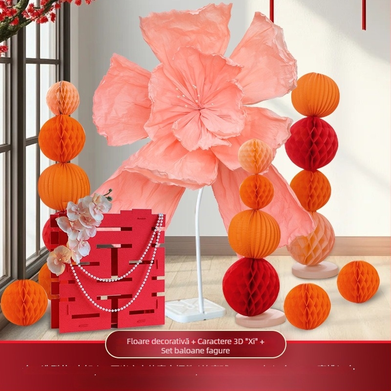 Coloană cu flori de hârtie pentru decorarea spațiului de nuntă; decor suspendat; material: hârtie; stil: 100197