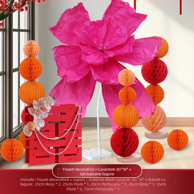 Coloană cu flori de hârtie pentru decorarea spațiului de nuntă; decor suspendat; material: hârtie; stil: 100197