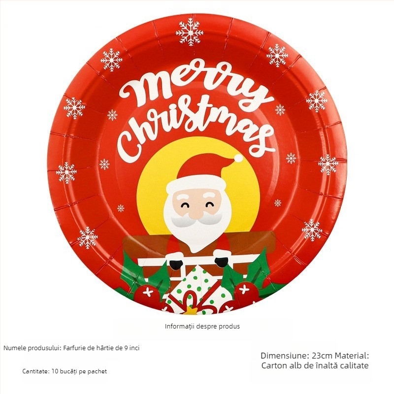 Farfurie de unică folosință din hârtie, rotundă, 400 g hârtie, biodegradabilă, cu logo tipărit