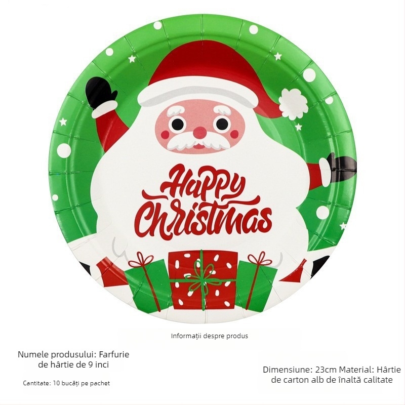 Farfurie de unică folosință din hârtie, rotundă, 400 g hârtie, biodegradabilă, cu logo tipărit