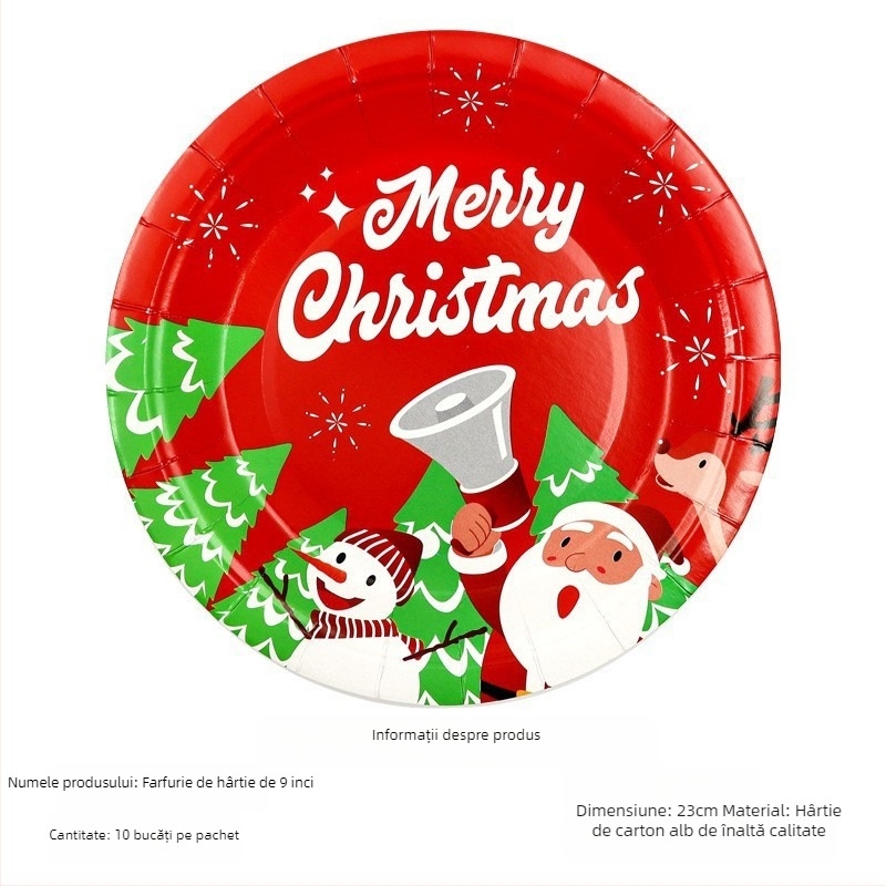 Farfurie de unică folosință din hârtie, rotundă, 400 g hârtie, biodegradabilă, cu logo tipărit