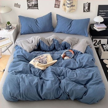 Set de patru piese pentru dormitorul studențesc – fibre de poliester, vopsire reactiva, 1000–1499 g, modele: uni, geometrice, desene animate, motive vegetale