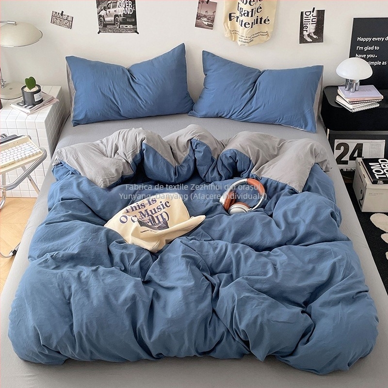 Set de patru piese pentru dormitorul studențesc – fibre de poliester, vopsire reactiva, 1000–1499 g, modele: uni, geometrice, desene animate, motive vegetale