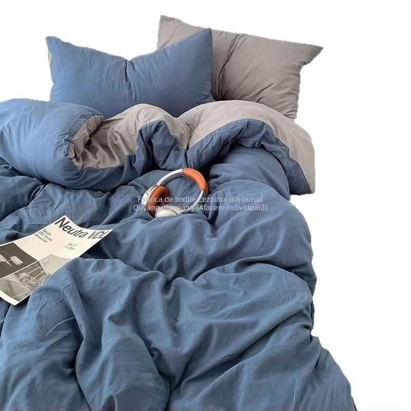 Set de patru piese pentru dormitorul studențesc – fibre de poliester, vopsire reactiva, 1000–1499 g, modele: uni, geometrice, desene animate, motive vegetale