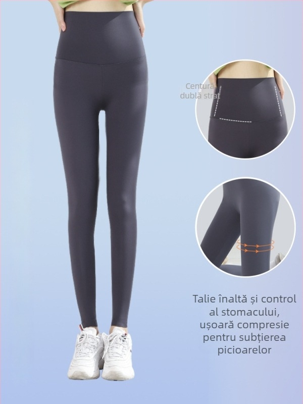 Colanți de yoga - ridicare a feselor, subțiere, stil coreean, croi scurt (amestec Nylon/Spandex, model uni, grosime medie)