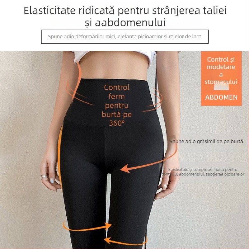 Colanți de yoga - ridicare a feselor, subțiere, stil coreean, croi scurt (amestec Nylon/Spandex, model uni, grosime medie)