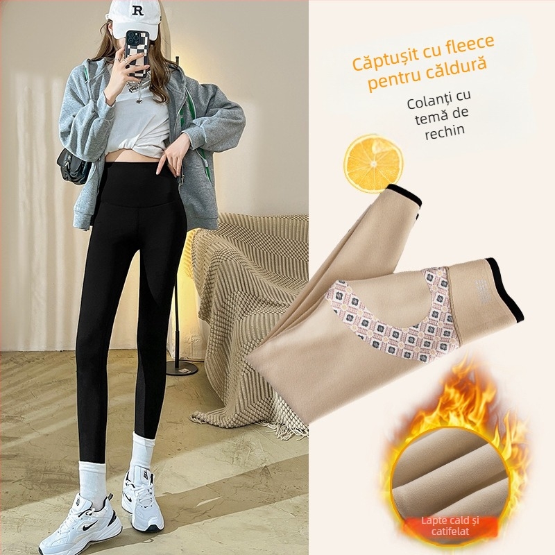 Colanți de yoga - ridicare a feselor, subțiere, stil coreean, croi scurt (amestec Nylon/Spandex, model uni, grosime medie)