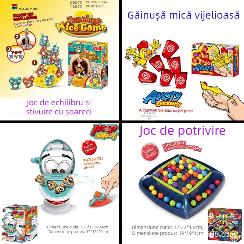 Joc de societate cu catapultă pentru mai mulți jucători – interactiv pentru părinți și copii, material ABS/PP, pentru vârsta 4-6 ani