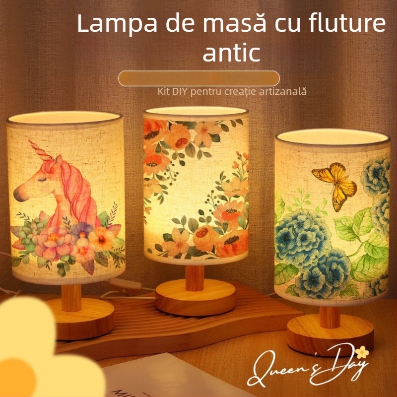 Lumină de masă DIY din material textil – iluminare de noapte creativă, realizată manual, pentru dormitor, 7–14 ani