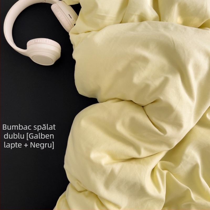 Only Rich set de pat din bumbac spălat, prietenos cu pielea, vopsire reactive și imprimare, țesătură twill