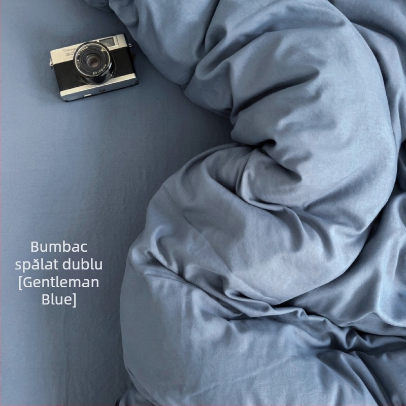 Only Rich set de pat din bumbac spălat, prietenos cu pielea, vopsire reactive și imprimare, țesătură twill