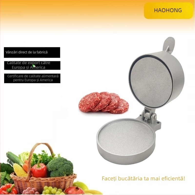 Presă pentru burgeri, aliaj de aluminiu, DIY șablon, grosime reglabilă, HAOHONG, origine Jinhua