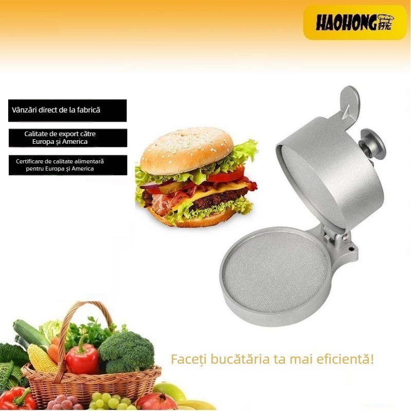 Presă pentru burgeri, aliaj de aluminiu, DIY șablon, grosime reglabilă, HAOHONG, origine Jinhua