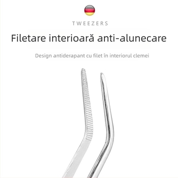 Pince pentru urechi, formă pistol, din oțel inoxidabil 304, mâner și vârf din oțel inoxidabil; serie pistol și kneelike