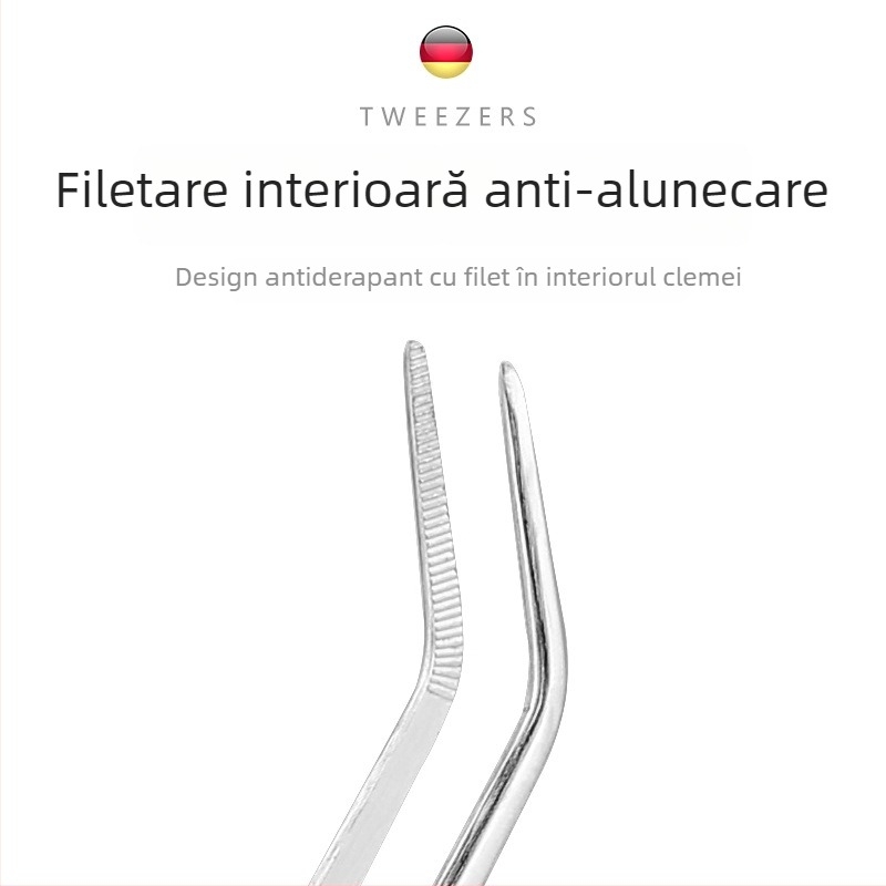 Pince pentru urechi, formă pistol, din oțel inoxidabil 304, mâner și vârf din oțel inoxidabil; serie pistol și kneelike