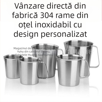 Cupe de măsurat din oțel inoxidabil 304 cu scară încorporată, pentru ceai cu lapte și cafea; mai multe modele cu diviziuni și toleranță ±100 ml.