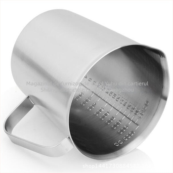 Cupe de măsurat din oțel inoxidabil 304 cu scară încorporată, pentru ceai cu lapte și cafea; mai multe modele cu diviziuni și toleranță ±100 ml.