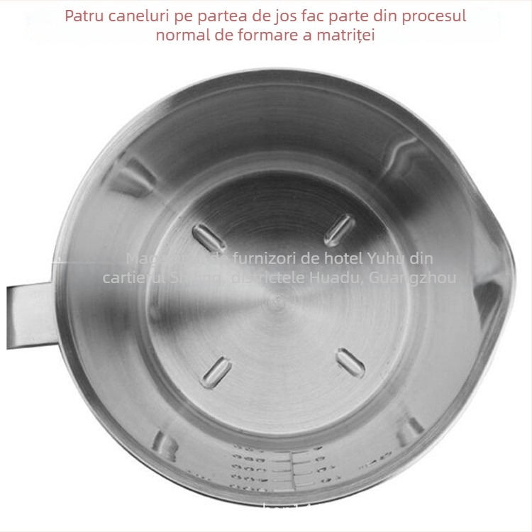 Cupe de măsurat din oțel inoxidabil 304 cu scară încorporată, pentru ceai cu lapte și cafea; mai multe modele cu diviziuni și toleranță ±100 ml.