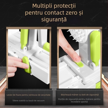 Tăietor de legume multifuncțional, acționat manual, cu răzuitor pentru cartofi și morcovi — AKL, construcție din oțel unelte 420 + PS + TPR + ABS