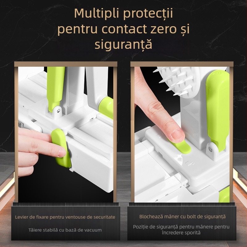 Tăietor de legume multifuncțional, acționat manual, cu răzuitor pentru cartofi și morcovi — AKL, construcție din oțel unelte 420 + PS + TPR + ABS