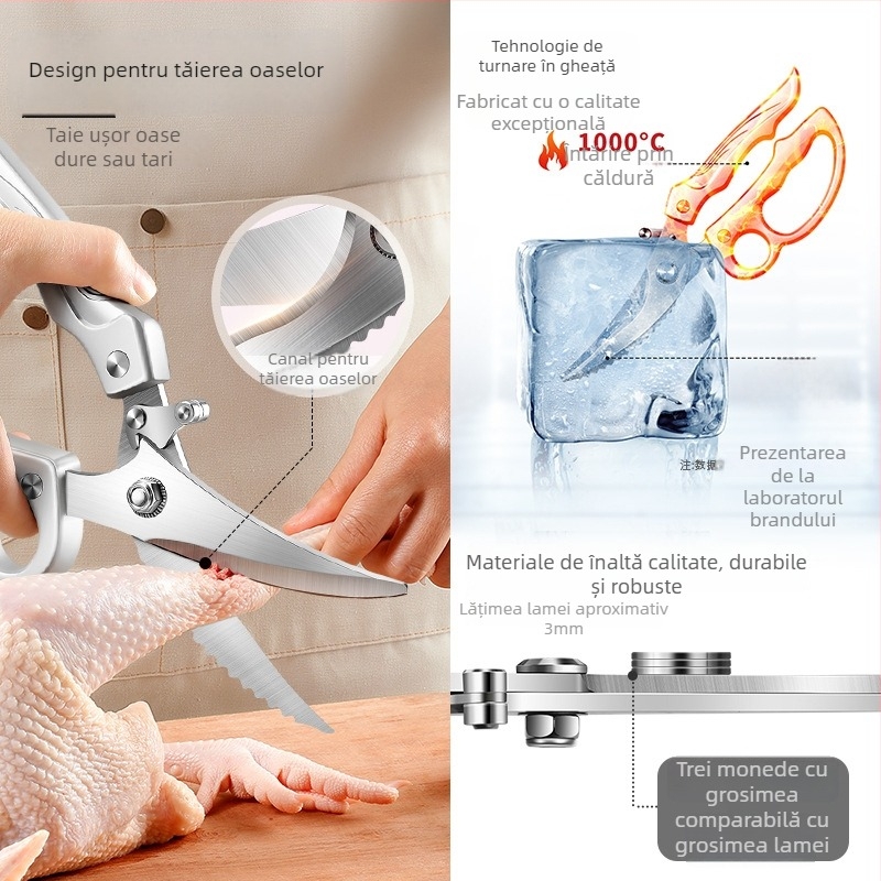 Foarfecă de bucătărie Paisley – oțel inoxidabil alimentar, multifuncțională, tăierea oaselor