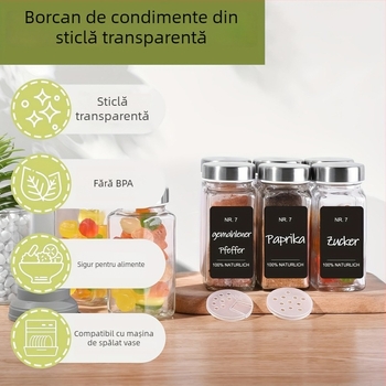 Raft pentru condimente cu trei niveluri, cu borcane din sticlă și accesorii practice, montaj fără găuri, design modern, raft pentru condimente, lansat în iarna 2014