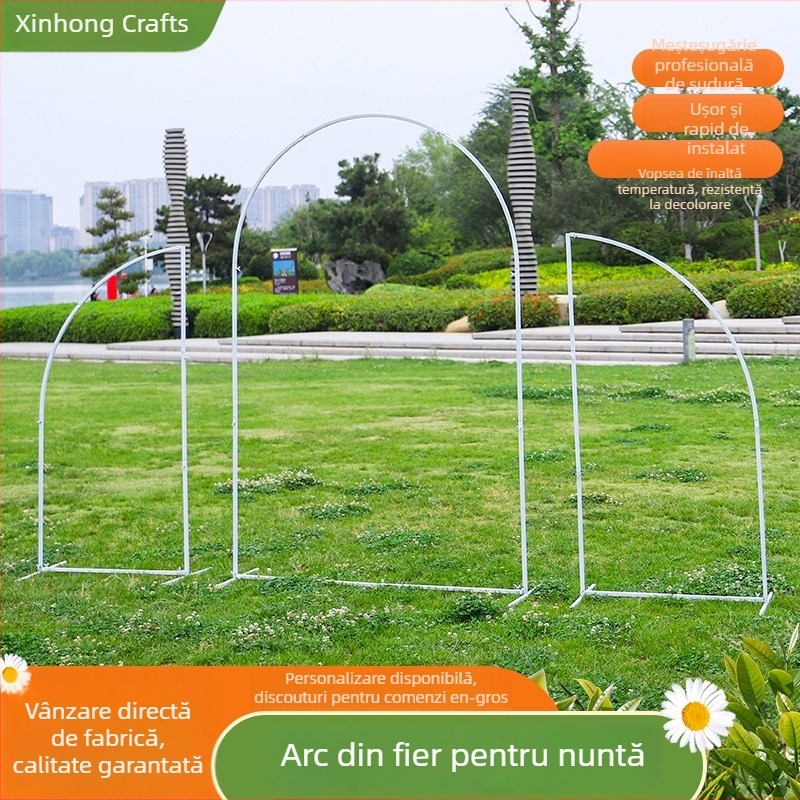 Arc din fier pentru nuntă, cadru de fundal pentru scenă în aer liber – personalizabil, ambalaj din carton, brand Xinhong
