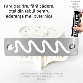 Set perdea baie din oțel inoxidabil - bară arcuită, semicerc, pliere la colț, montaj fără găuri, UL listat