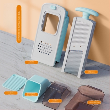 Taietor de legume multifuncțional detașabil, cu feliator și răzuitor, instrument de bucătărie din ABS + oțel inoxidabil