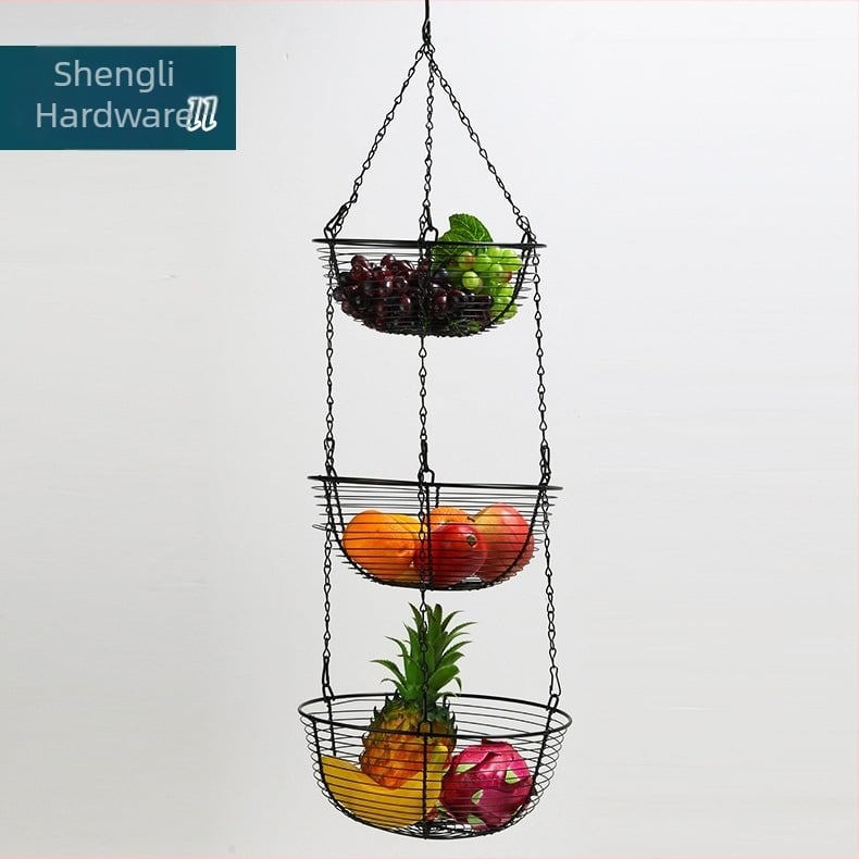 Coș de fructe din fier forjat, în stil european, cu trei etaje detașabil, pentru depozitare acasă (Categorie: Coș de fructe; Brand: Victory comes.; Stil: Simplu; Model: Monocrom)