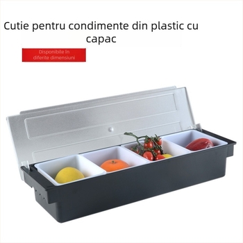 Cutie bar pentru condimente cu capac, organizator cu mai multe compartimente pentru fructe și condimente pentru ceai cu lapte (3–6 compartimente), material PC