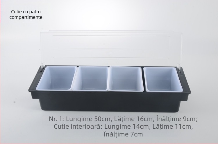 Cutie bar pentru condimente cu capac, organizator cu mai multe compartimente pentru fructe și condimente pentru ceai cu lapte (3–6 compartimente), material PC