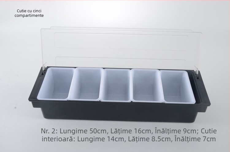 Cutie bar pentru condimente cu capac, organizator cu mai multe compartimente pentru fructe și condimente pentru ceai cu lapte (3–6 compartimente), material PC