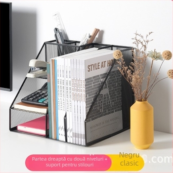 Raft metal pentru dosare, organizator de 3 etaje, model Z2301, capacitate cu două coloane, spațiere între rafturi de 8 cm