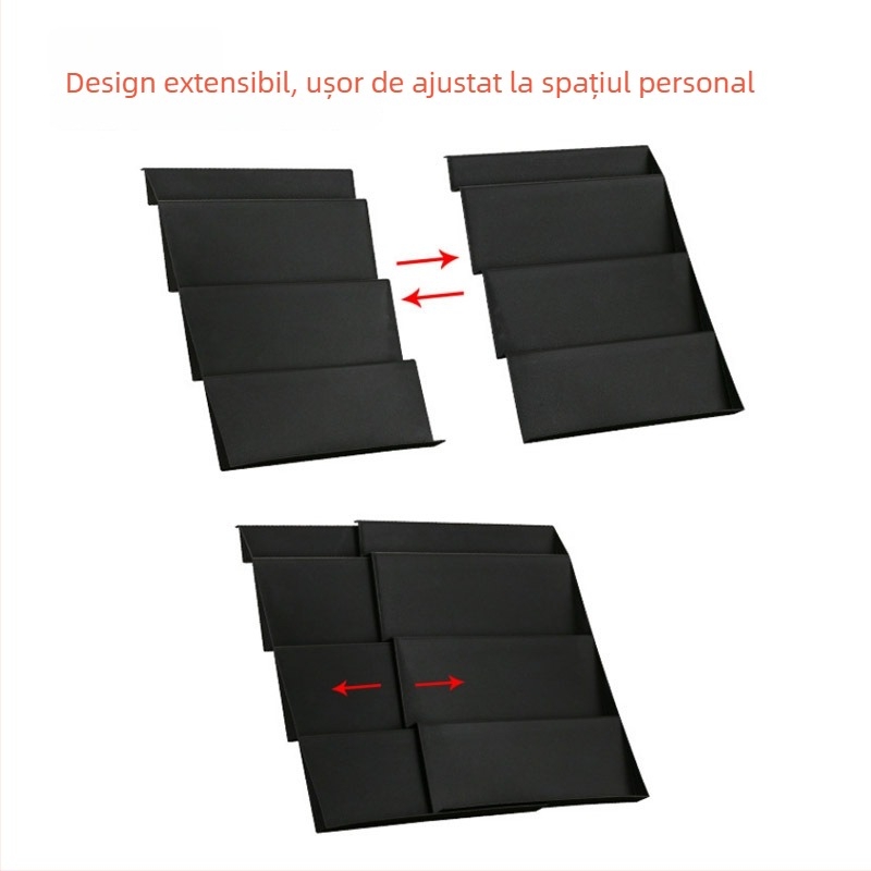 Raft de condimente pentru birou, orizontal, cu sertare în trepte reglabile, pliabil (material PP, pliabil, montaj fără găuri, lansat în 2024)