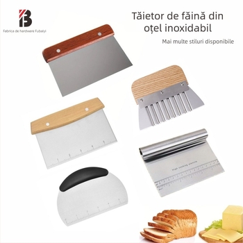 Cuțit pentru aluat cu mâner din lemn, spatulă pentru făină din oțel inoxidabil 430, imprimare logo, personalizare disponibilă