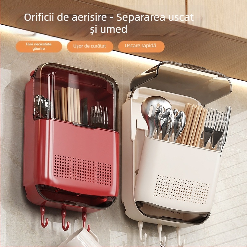 Organizator de bucătărie montat pe perete pentru bețișoare – pliabil, multifuncțional, mobil, material PP