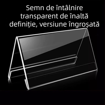 Etichetă cu numele elevului, în formă V triunghiulară pentru locul de ședere (acrilic; suport de expunere; suport de birou)