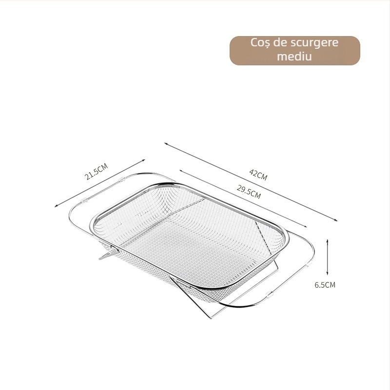 Coș telescopic din oțel inoxidabil pentru drenajul chiuvetei — design modern, personalizare disponibilă, etichetare cu marcă privată