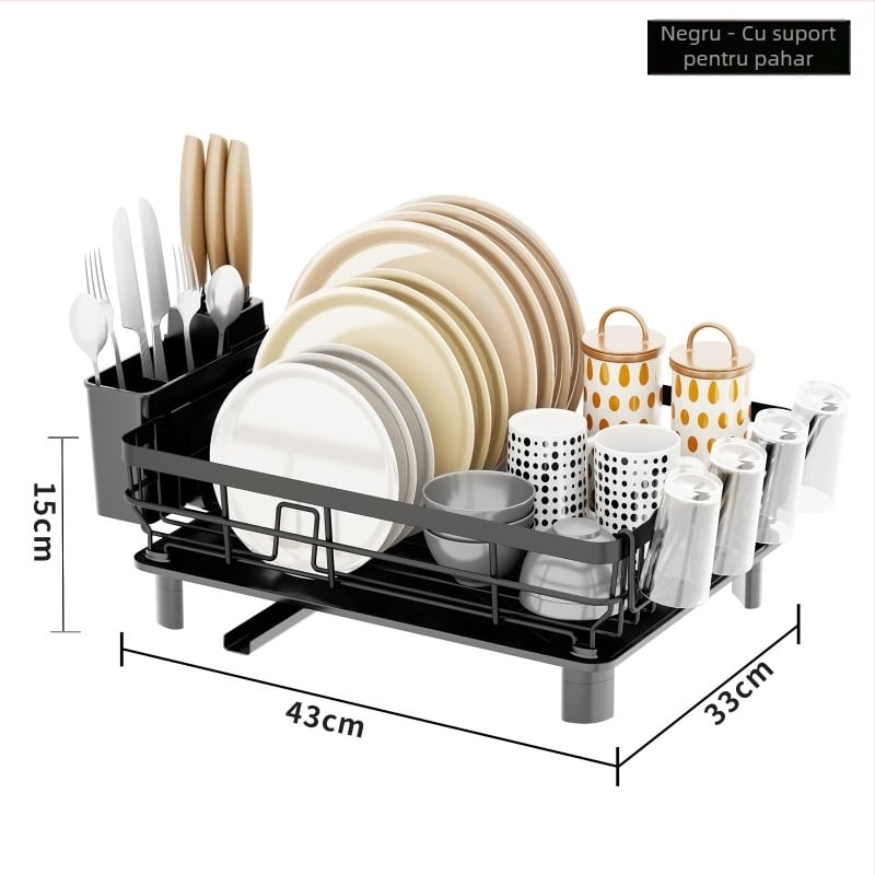 Xinshang Home Raft de drenaj din oțel pentru vase – design modern, spațiu de depozitare pentru farfurii și tacâmuri