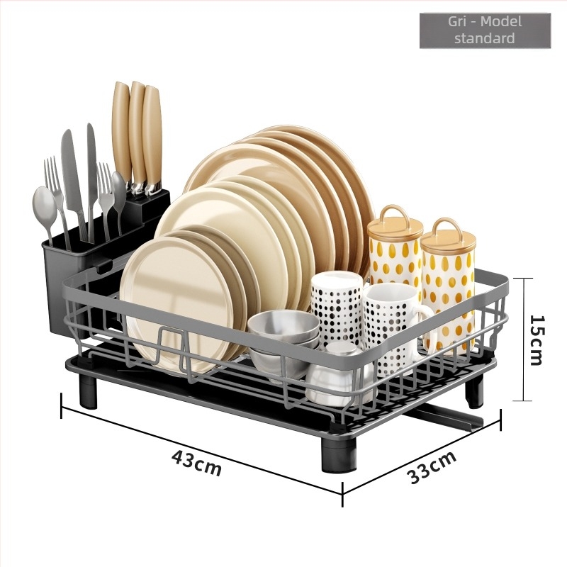 Xinshang Home Raft de drenaj din oțel pentru vase – design modern, spațiu de depozitare pentru farfurii și tacâmuri