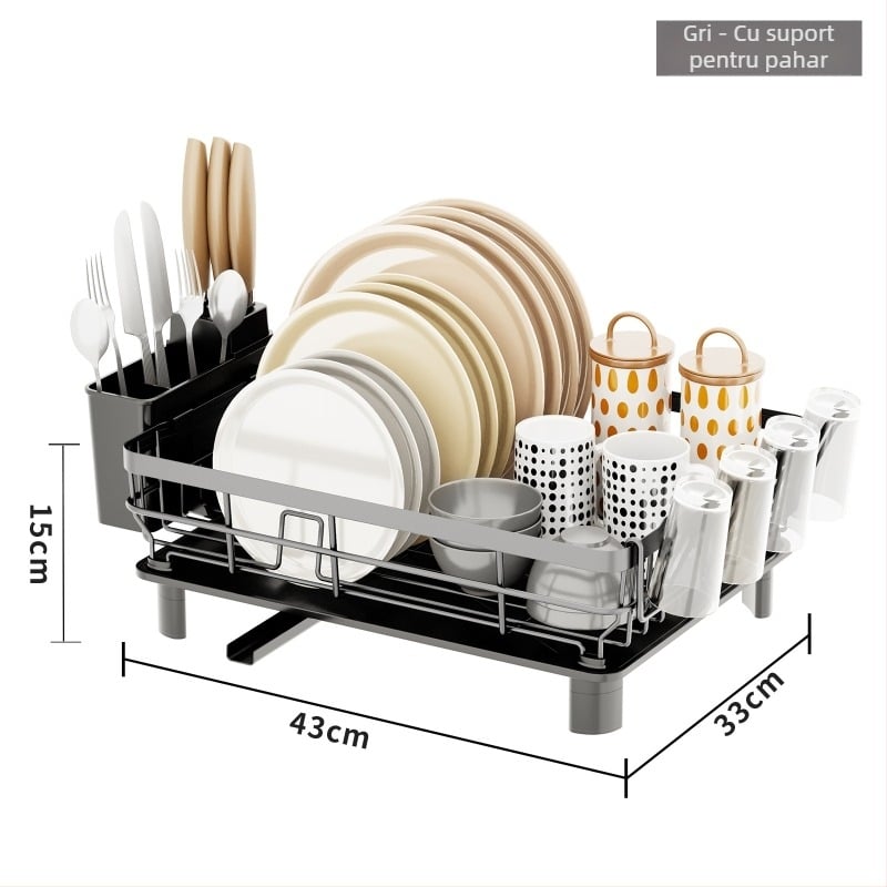 Xinshang Home Raft de drenaj din oțel pentru vase – design modern, spațiu de depozitare pentru farfurii și tacâmuri