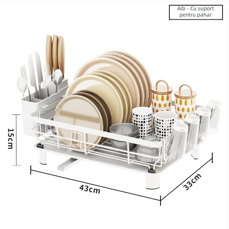 Xinshang Home Raft de drenaj din oțel pentru vase – design modern, spațiu de depozitare pentru farfurii și tacâmuri