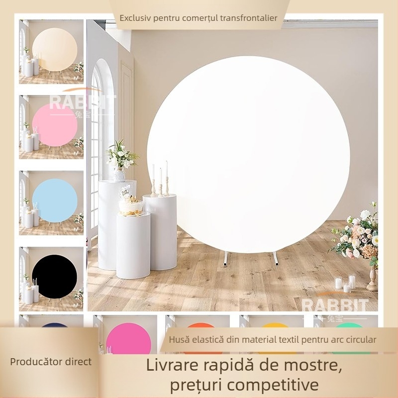 Arc circular de fundal pentru nuntă, cadru din fier și husă din material de 190 g, imprimabil